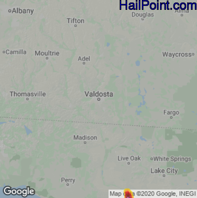 Hail Map for Valdosta, GA Region on April 14, 2021 