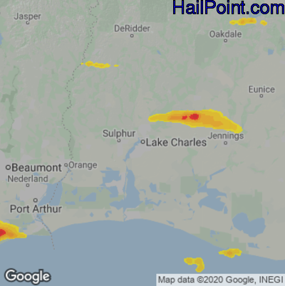 Hail Map for Lake Charles, LA Region on April 15, 2021 