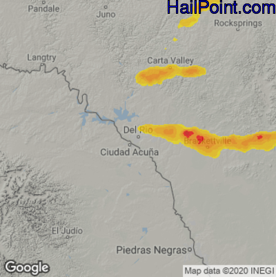 Hail Map for Del Rio, TX Region on April 15, 2021