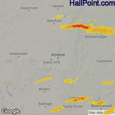 Hail Map for Abilene, TX Region on April 15, 2021
