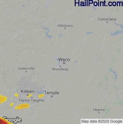 Hail Map for Waco, TX Region on April 15, 2021