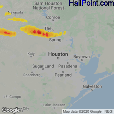 Hail Map for Houston, TX Region on April 15, 2021 