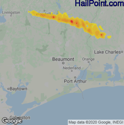 Hail Map for Beaumont, TX Region on April 16, 2021