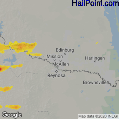 Hail Map for McAllen, TX Region on April 17, 2021