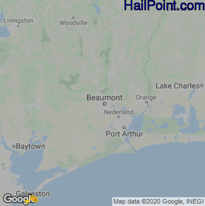 Hail Map for Beaumont, TX Region on April 19, 2021
