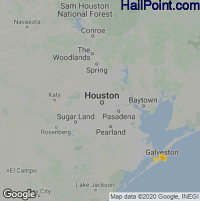 Hail Map for Houston, TX Region on April 19, 2021