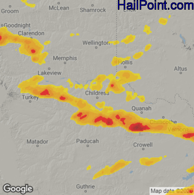 Hail Map for Childress, TX Region on April 23, 2021