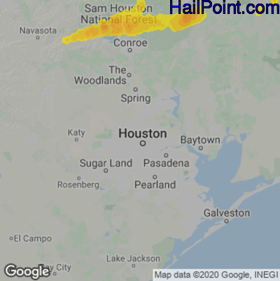 Hail Map for Houston, TX Region on April 23, 2021