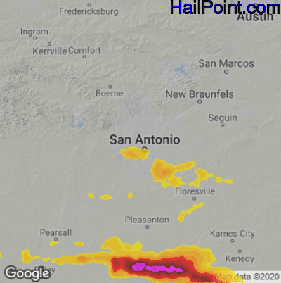 Hail Map for San Antonio, TX Region on April 23, 2021