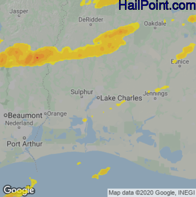 Hail Map for Lake Charles, LA Region on April 24, 2021