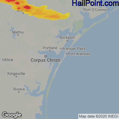 Hail Map for Corpus Christi, TX Region on April 24, 2021 