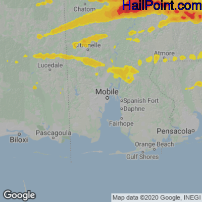 Hail Map for Mobile, AL Region on April 24, 2021 