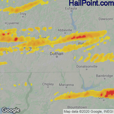 Hail Map for Dothan, AL Region on April 24, 2021 