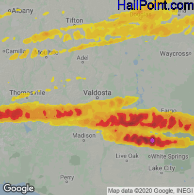 Hail Map for Valdosta, GA Region on April 24, 2021