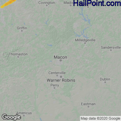Hail Map for Macon, GA Region on April 24, 2021 
