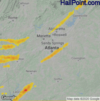 Hail Map for Atlanta, GA Region on April 24, 2021