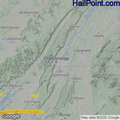 Hail Map for Chattanooga, TN Region on April 24, 2021