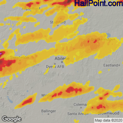 Hail Map for Abilene, TX Region on April 28, 2021