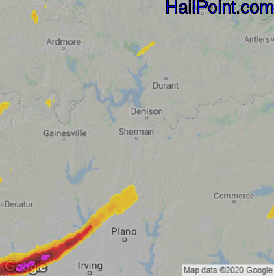 Hail Map for Sherman, TX Region on April 28, 2021 