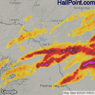 Hail Map for Del Rio, TX Region on April 28, 2021 
