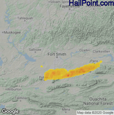 Hail Map for Forth Smith, AR Region on April 29, 2021