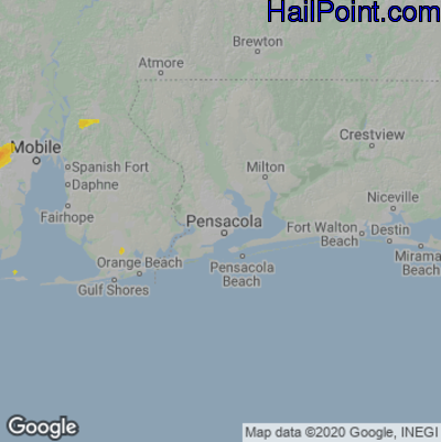 Hail Map for Pensacola, FL Region on May 2, 2021