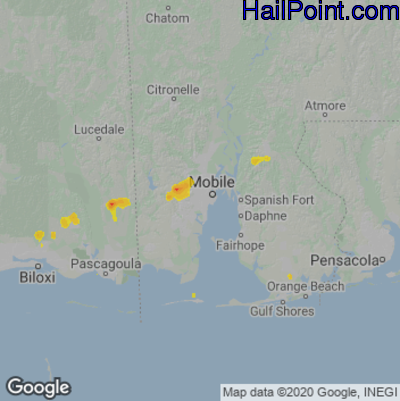 Hail Map for Mobile, AL Region on May 2, 2021 
