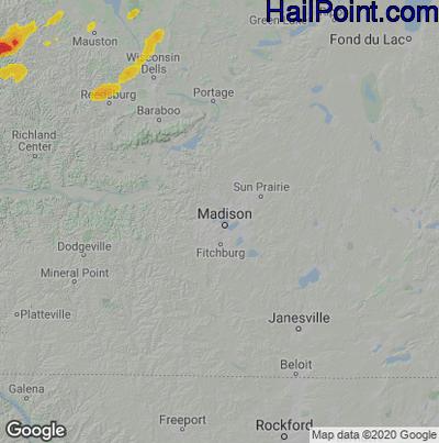 Hail Map for Madison, WI Region on May 2, 2021