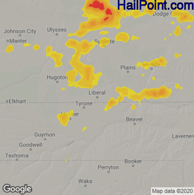 Hail Map for Liberal, KS Region on May 3, 2021
