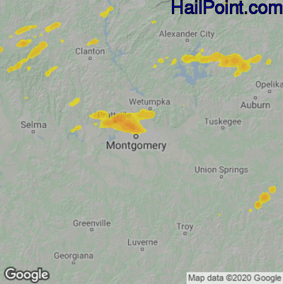 Hail Map for Montgomery, AL Region on May 3, 2021 