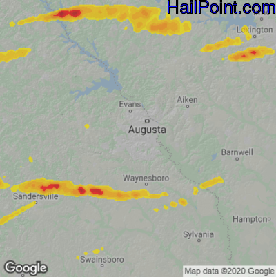 Hail Map for Augusta, GA Region on May 3, 2021 