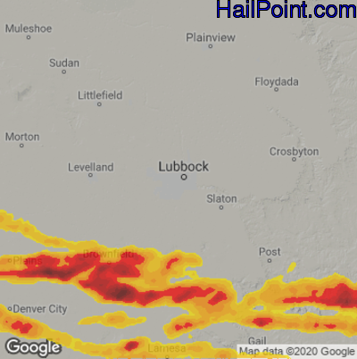Hail Map for Lubbock, TX Region on May 3, 2021