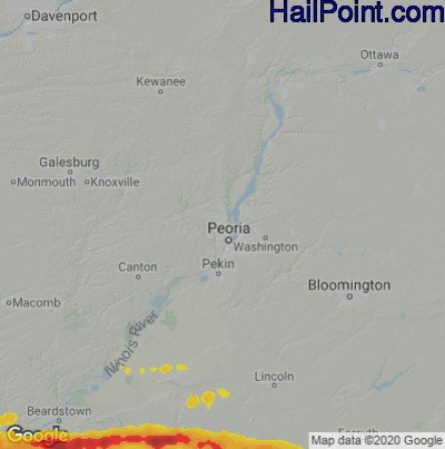 Hail Map for Peoria, IL Region on May 3, 2021 