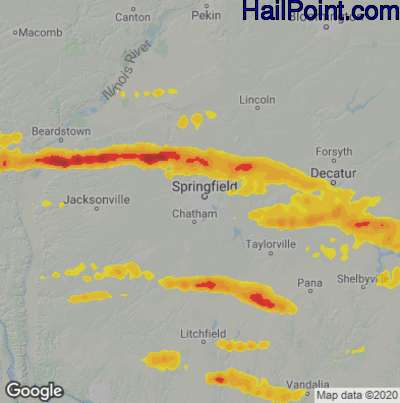 Hail Map for Springfield, IL Region on May 3, 2021
