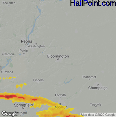 Hail Map for Bloomington, IL Region on May 3, 2021 