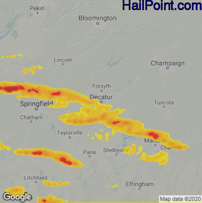 Hail Map for Decatur, IL Region on May 3, 2021