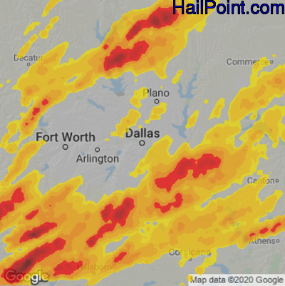 Hail Map for Dallas, TX Region on May 3, 2021 