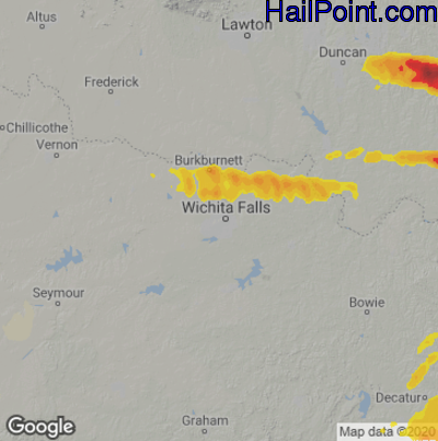 Hail Map for Wichita Falls, TX Region on May 3, 2021