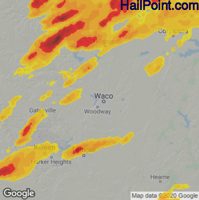 Hail Map for Waco, TX Region on May 3, 2021 