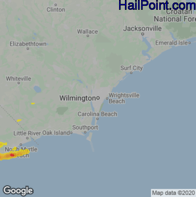 Hail Map for Wilmington, NC Region on May 3, 2021