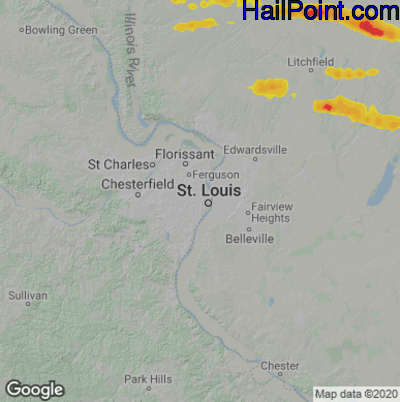 Hail Map for St. Louis, MO Region on May 3, 2021