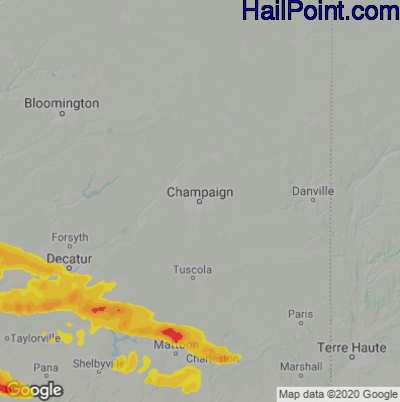 Hail Map for Champaign, IL Region on May 3, 2021 