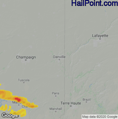 Hail Map for Danville, IL Region on May 4, 2021 
