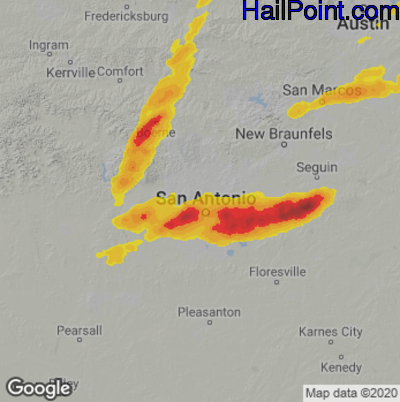 Hail Map for San Antonio, TX Region on May 4, 2021 