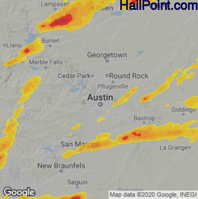 Hail Map for Austin, TX Region on May 4, 2021