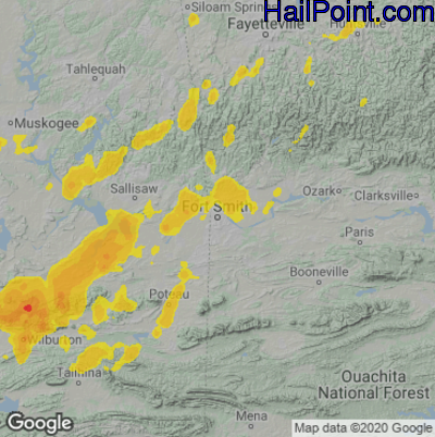 Hail Map for Forth Smith, AR Region on May 4, 2021