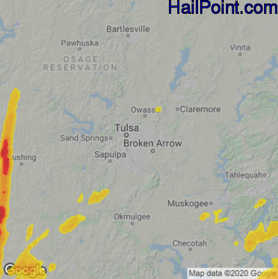 Hail Map for Tulsa, OK Region on May 4, 2021