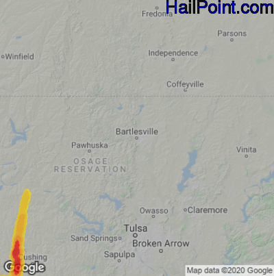 Hail Map for Bartlesville, OK Region on May 4, 2021