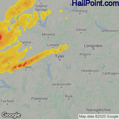 Hail Map for Tyler, TX Region on May 4, 2021 