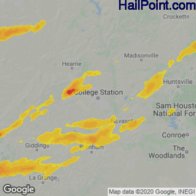 Hail Map for College Station, TX Region on May 4, 2021 